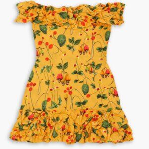 AGUA BY AGUA BENDITA Jardin off-the-shoulder ruffled printed cotton mini dress